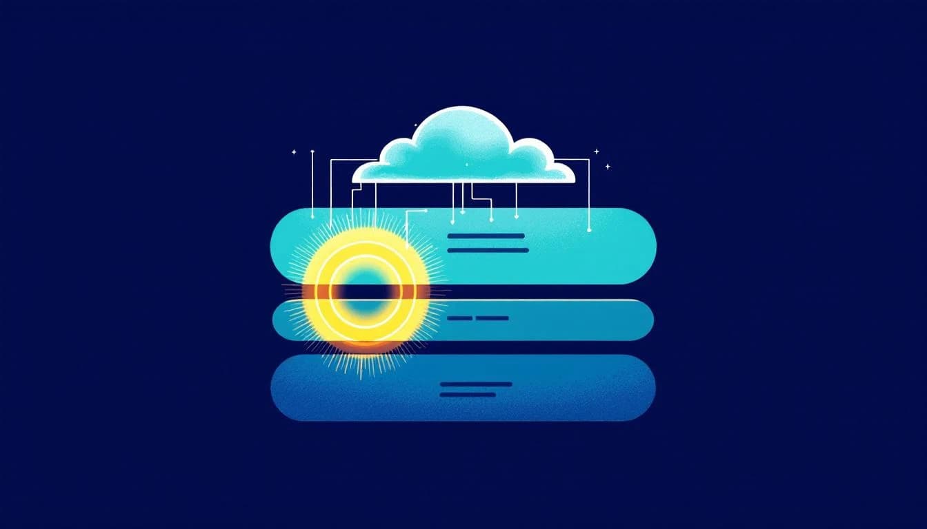 Editorial illustration of a SERP composition with AI Overview citation lines for the Search & AI Visibility lane.