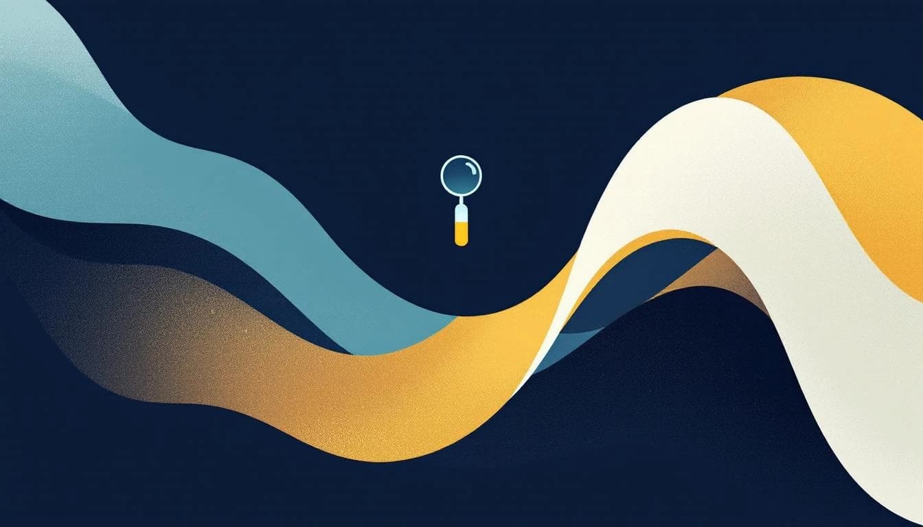 Editorial illustration of two diverging waveforms with a magnifying-glass form for the Specialty lane.